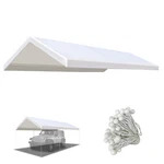 20'X12' Carport Replacement Canopy Tent Garage Top Tarp Cover Only With Bungees. Fixed Price $86.00.