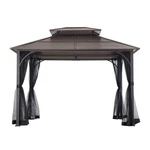 Sunjoy Hardtop Gazebo 10X12FT. Outdoor Steel Frame With Ceiling - Scratch & Dent. Fixed Price $695.47.