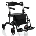 Costway Folding Rollator Walker W/seat & 8" Wheels Supports 300 Lbs Black. Fixed Price $125.99.