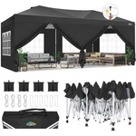 Outdoor Wedding Party Tent - 10X20 Pop Up Canopy With Sidewalls Black. Fixed Price $369.99.