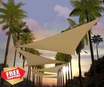 Amgo Custom Sand Beige Triangle Sun Shade Sail 22'X22'X22' UPF50+. Fixed Price $200.57.