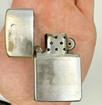1958 Classic Vtg Zippo Lighter Chrome Finish Great Patina 4 Dots 16 Hole Chimney. Fixed Price $54.00.
