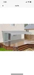 Aleko 13X10FT Retractable Motorized Patio Awning - Gray & White Stripes. Fixed Price $350.00.