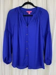 Lilly Pulitzer Sz Small Royal Blue Anela Tunic Top Balloon Sleeves Button Up. Fixed Price $17.49.