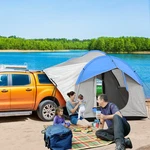 Outsunny Car Camping Tent With 3 Doors, 2000MM Waterproof, Gray And Blue. Fixed Price $114.99.
