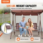 Vevor 3-SEAT Patio Swing Chair, Brown. Fixed Price $171.98.