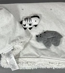 Pottery Barn Kids Safari Animal Blanket Zebra Rhino Plush 30X40 Sherpa Gray. Fixed Price $35.87.