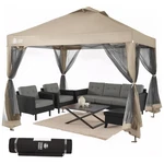 Crown Shades Gazebo, 10X10 Canopy Pop Up Screen Tent With Netting, Beige (used). Fixed Price $117.84.
