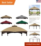 Weatherproof Beige Gazebo Canopy For Lowe's Allen Roth 10X12 Model GF-12S004BTO. Fixed Price $113.84.