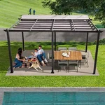 11'X 16' Outdoor Retractable Pergola With Canopy Aluminum Garden Grill Gazebo. Fixed Price $499.99.