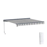 Aleko Semi-cassette Motorized Led Retractable 13X10 Ft Patio Awning Grey/white. Fixed Price $649.00.