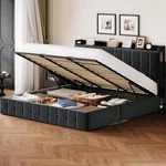 King Size Lift Storage Bed Frame With Headboard Velvet Upholstered. Fixed Price $274.35.