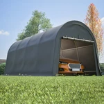 10'X20' Outdoor Gray Roof Canopy Tent Steel Dome Carport With Roll-up. Fixed Price $379.99.