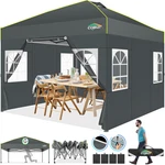 10X10 Pop Canopy Tent With Sidewalls, Easy Setup, Waterproof, Grey. Fixed Price $216.99.