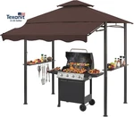 8X8 Ft Grill Gazebo, Canopy With Big AWNING&2 Side SHELVES&6 Hooks&bottle. Fixed Price $266.28.