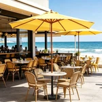Apluschoice 9' Solid Wooden Patio Umbrella With Retro Base Outdoor Event Rental. Fixed Price $179.90.
