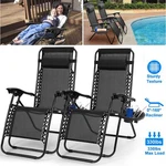 2 Pack Gravity Chairs Folding Patio Lounge Beach Outdoor Recliner With Side Tray. Fixed Price $26.81.