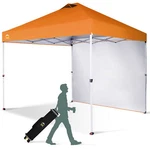 Crown Shades 10X10 Ft Pop Up Canopy Tent W/ Sidewall & Center Lock, Orange(used). Fixed Price $90.47.