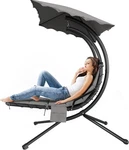 Garvee Stainless Steel Chaise Lounge Swing Chair With Canopy & Cushion, Colors. Fixed Price $182.83.