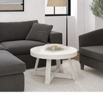 Classic Round Coffee Table White Sand Wirebrush. Fixed Price $135.00.