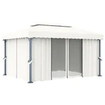 Gazebo With Curtains Canopy Tent Patio Pavilion Cream White Aluminum Vidaxl. Fixed Price $460.99.