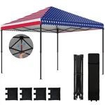 10 X Ft Pop Canopy Tent With One Push Setup, American Flag. Fixed Price $104.99.