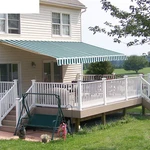 12'X10' Retractable Patio Awning - Green/white Stripes, Manual, Uv Protection. Fixed Price $1266.99.