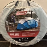 Coleman Camp Burst Pop-up Instant Tent Sets 10 Seconds, Portable 4 Person. Fixed Price $44.99.