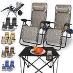 2 Sets Gravity Chairs Folding Patio Lounge Beach Outdoor Recliner With Side Tray. Fixed Price $56.81.
