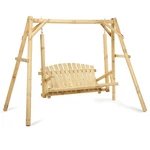 Log Swing Stand A-frame Porch Set Rustic Chair Bench Patio Yard. Fixed Price $219.99.