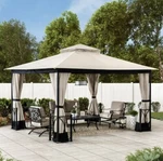Sunjoy Hip 11 X 13 Ft. 2 Tier Fabric Top Steel Gazebo-beige. Fixed Price $783.99.