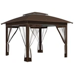 12' X Backyard Party Cabana Gazebo W/ 3-LEVEL Adjustable Height, Dark Brown. Fixed Price $179.99.