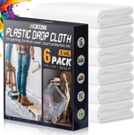 12X9 Ft Plastic Drop Cloths 6-PACK Disposable Painter Sheeting Tarp / Dust Cover. Fixed Price $34.89.