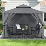 8X8 Patio Gazebo With Window Curtains Canopy Tent For Outdoor Garden. Fixed Price $420.00.