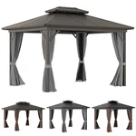 Outsunny Metal Roof Hardtop Gazebo W/ Curtains & Netting. Fixed Price $664.99.
