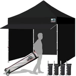 Pop Up Canopy 10X10 Commercial Tent Heavy Duty Uv Water Resistant Black Eurmax. Fixed Price $439.99.