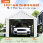 Vevor 10X20 Ft Carport, 8 Leg White Pe Canopy With Sidewalls & Windows, Uv Resis. Fixed Price $469.99.