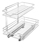 Smart Design Pull-out Cabinet Organizer 2-TIER Chrome Small Top Medium Bottom. Fixed Price $36.97.