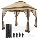 Yaheetech 11X11 Pop Up Gazebo Outdoor Canopy Tent W/ 4 Sandbags, Double Tier, Kh. Fixed Price $244.99.