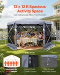 Vevor 12X12 Ft Pop-up Screen Tent, 6-SIDED Grey Camping Gazebo For 8-10. Fixed Price $185.99.