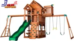Skyfort Ii Cedar Wood Swing With Wave Slide Raised Clubhouse Outdoor Playset. Fixed Price $3638.28.