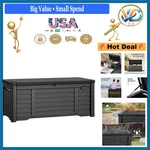 Dwvo 150 Gallon Lockable Resin Outdoor Storage Box Black. Fixed Price $203.86.