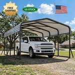 12X20 Ft Heavy Duty Carport And Metal Garage Kit With Galvanized Steel Roof. Fixed Price $650.36.