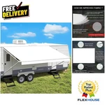 White Rv Fabric Replacement - Fits 16' Awnings, Stylish & Strong. Fixed Price $193.94.