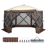 Pop Up Gazebo Tent, 6 Sided Canopy Sun Shelter W/ Removable Walls. Fixed Price $279.10.