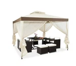 Gymax 10'X Canopy Gazebo Shelter W/mosquito Netting Outdoor Patio Beige. Fixed Price $300.00.