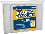 12 X 9 Ft Drop Cloths 6-PACK Clear Plastic Sheeting Painter Cover Tarps. Fixed Price $15.69.
