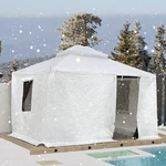 Domi 12'X14' Universal Winter Gazebo Cover W/sidewalls And Mesh Windows(white). Fixed Price $185.98.