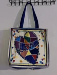 Brighton Cherished Love Canvas Multicolor Tote Bag Mosaic Hearts Pop Whimsy. Fixed Price $25.00.