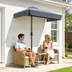 Outsunny 7.5FT Half Umbrella Patio Parasol Shade, Crank Handle, Dark Blue. Fixed Price $46.73.